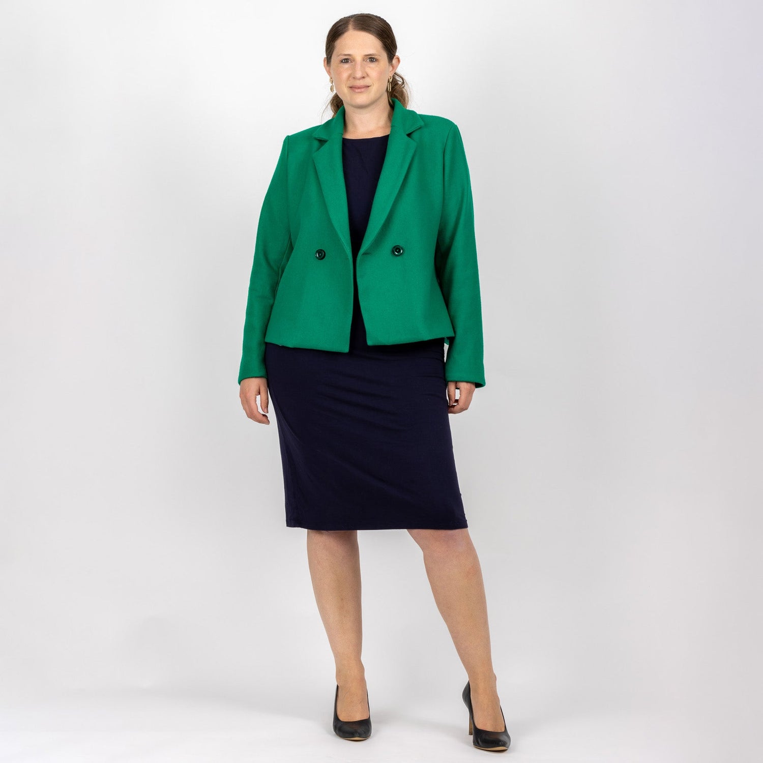 womens workwear suit with nz made check blazer