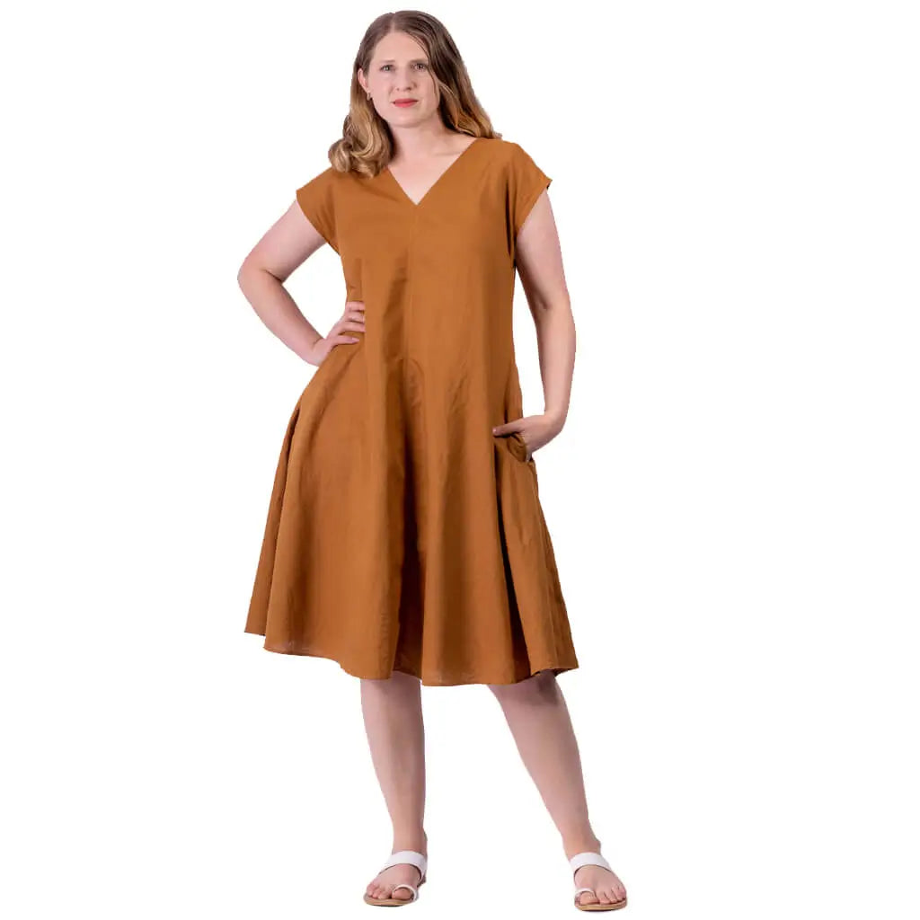 v-neck loose fit summer linen dress from desiree