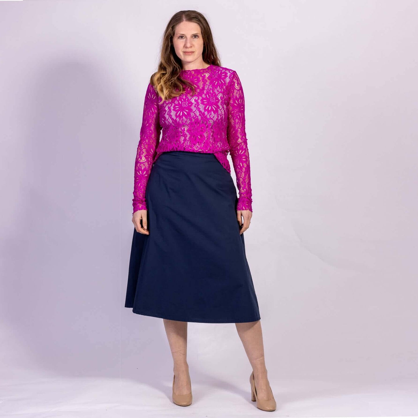 womens hot pink lace fashion top