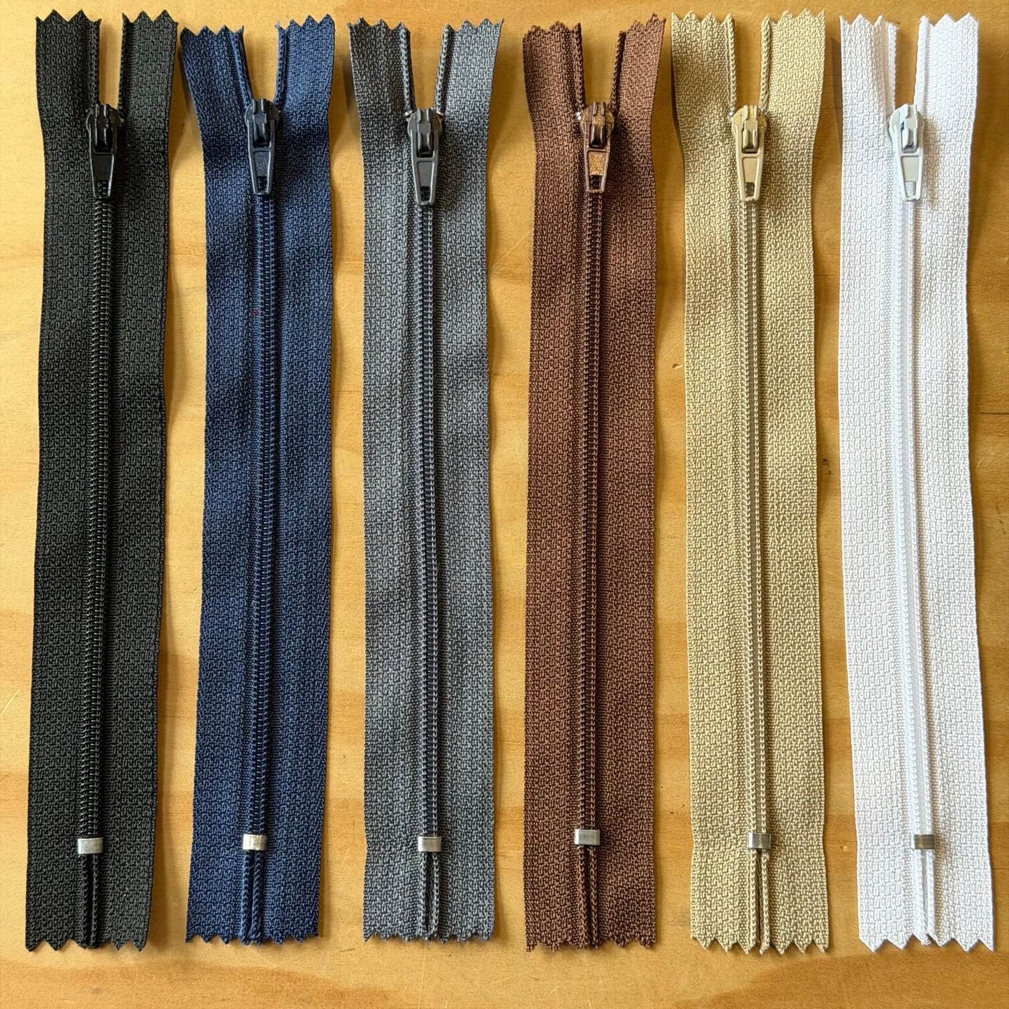 15cm dress zips in neutral colours