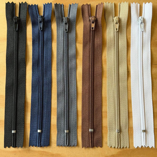15cm dress zips in neutral colours