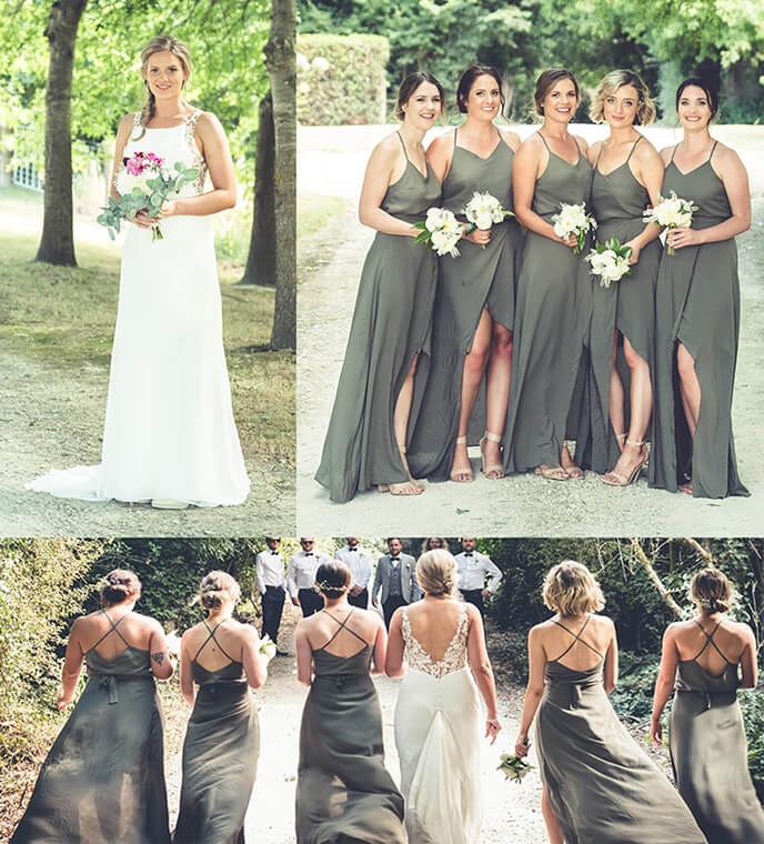 bride and bridesmaids wearing custom dresses from petone designer desiree