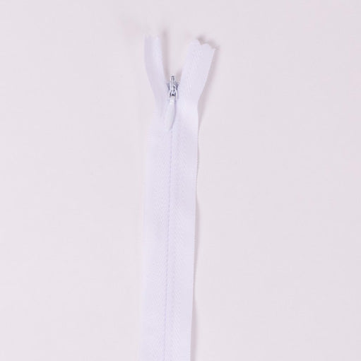 white invisible zip