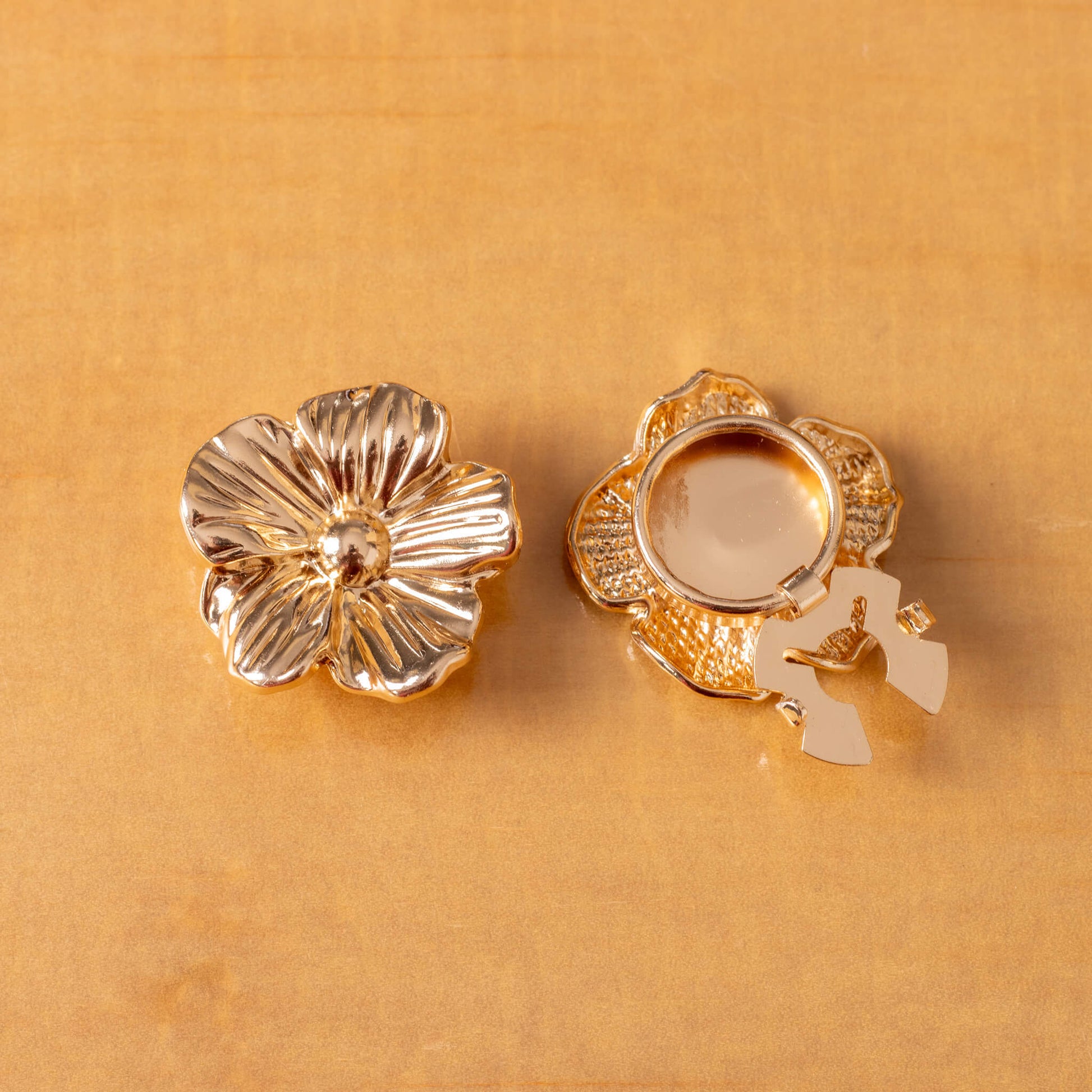 gold flower metal clip on button covers