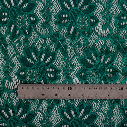 stretchy green lace floral fabric