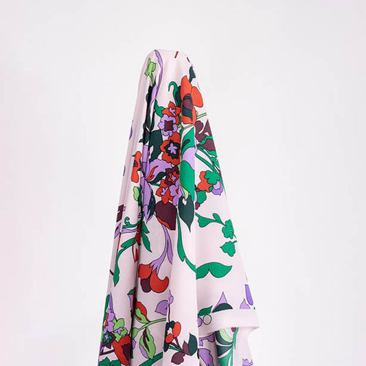 retro floral print on crepe fabric