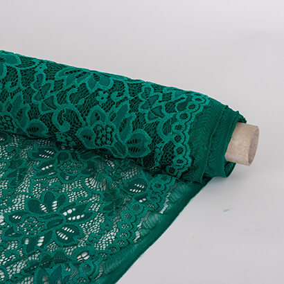 stretchy lace fabric in emerald green