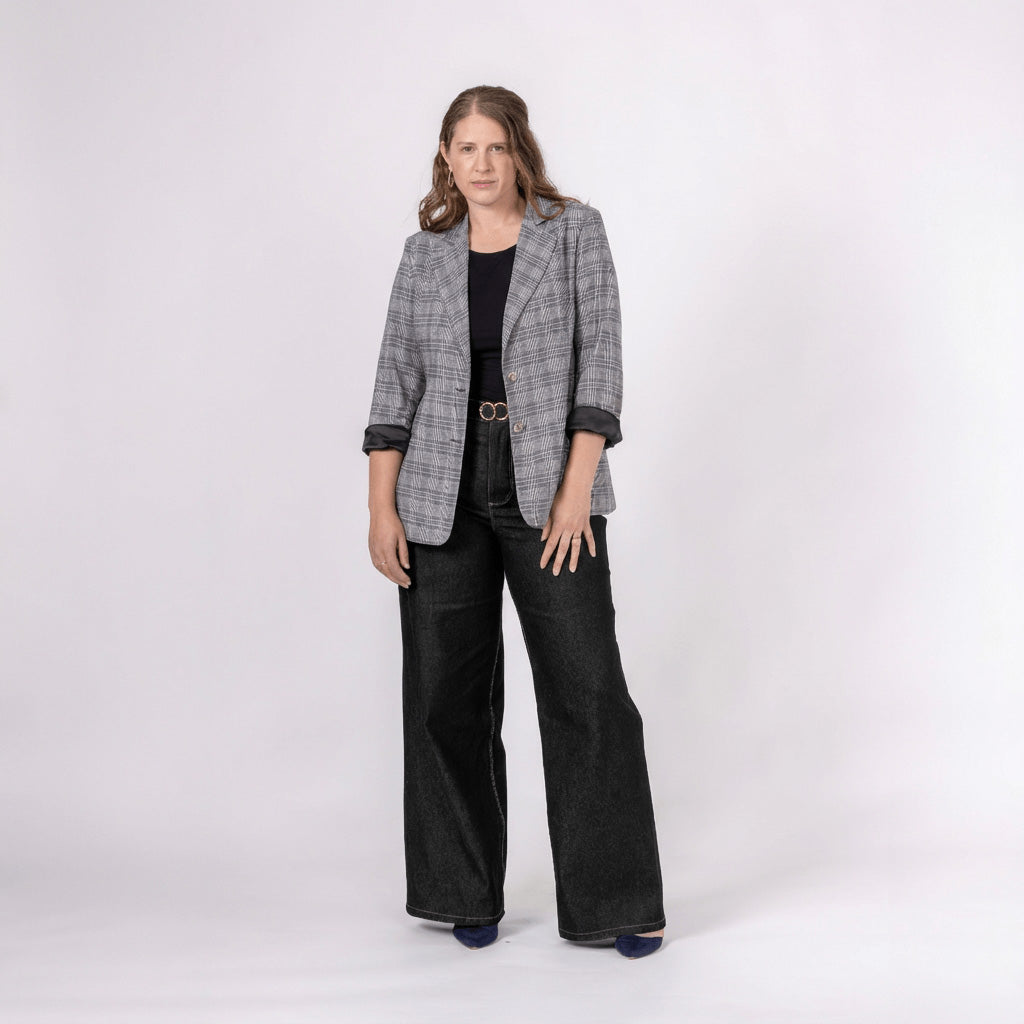 black denim wide leg jeans for women