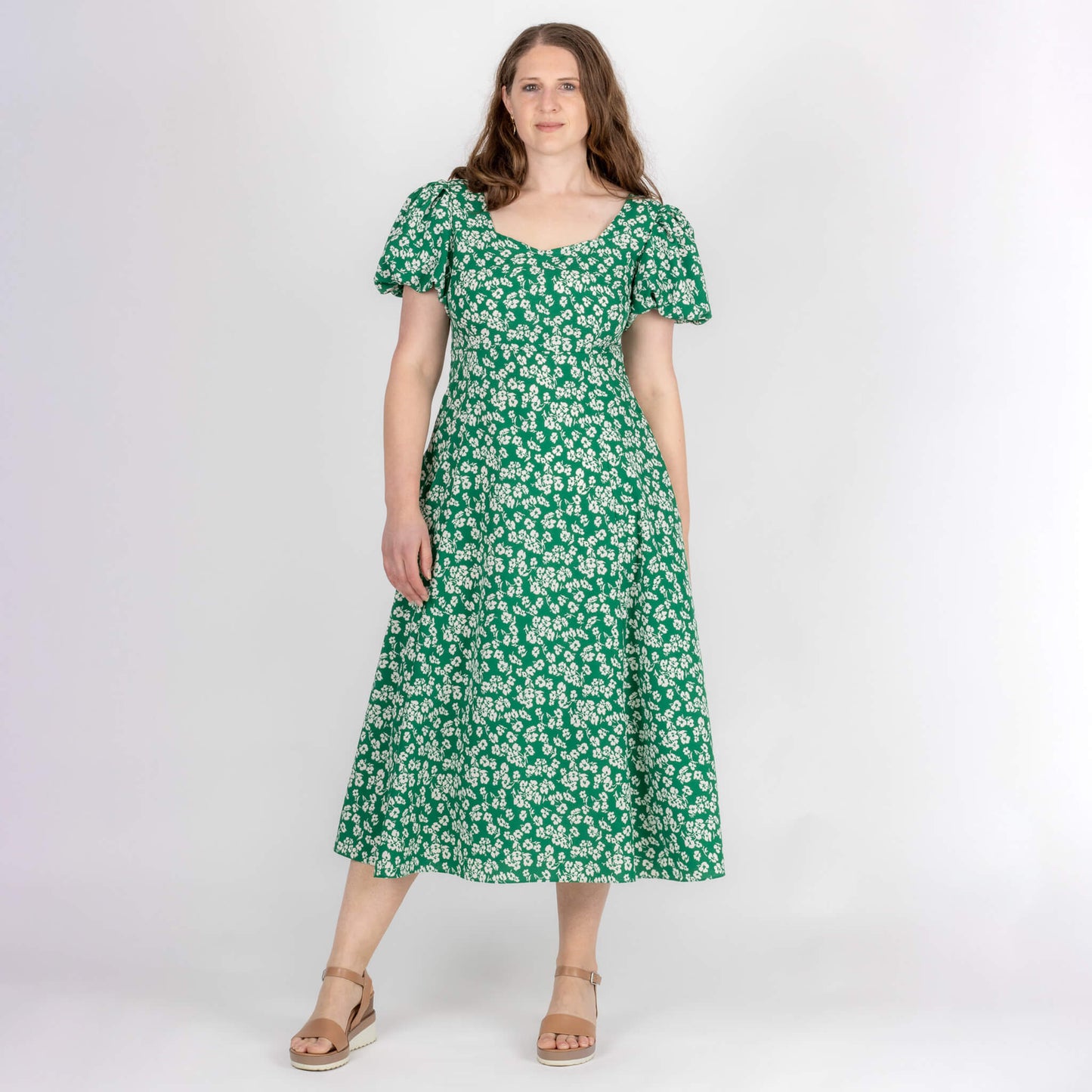 pretty green and white floral summer dress