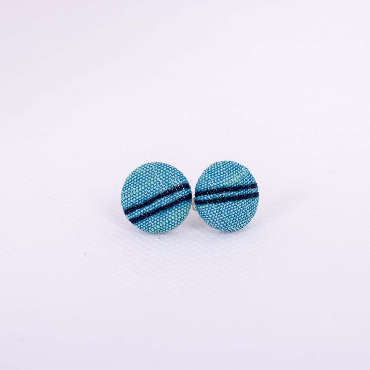 Turquoise linen button stud earrings from petone store