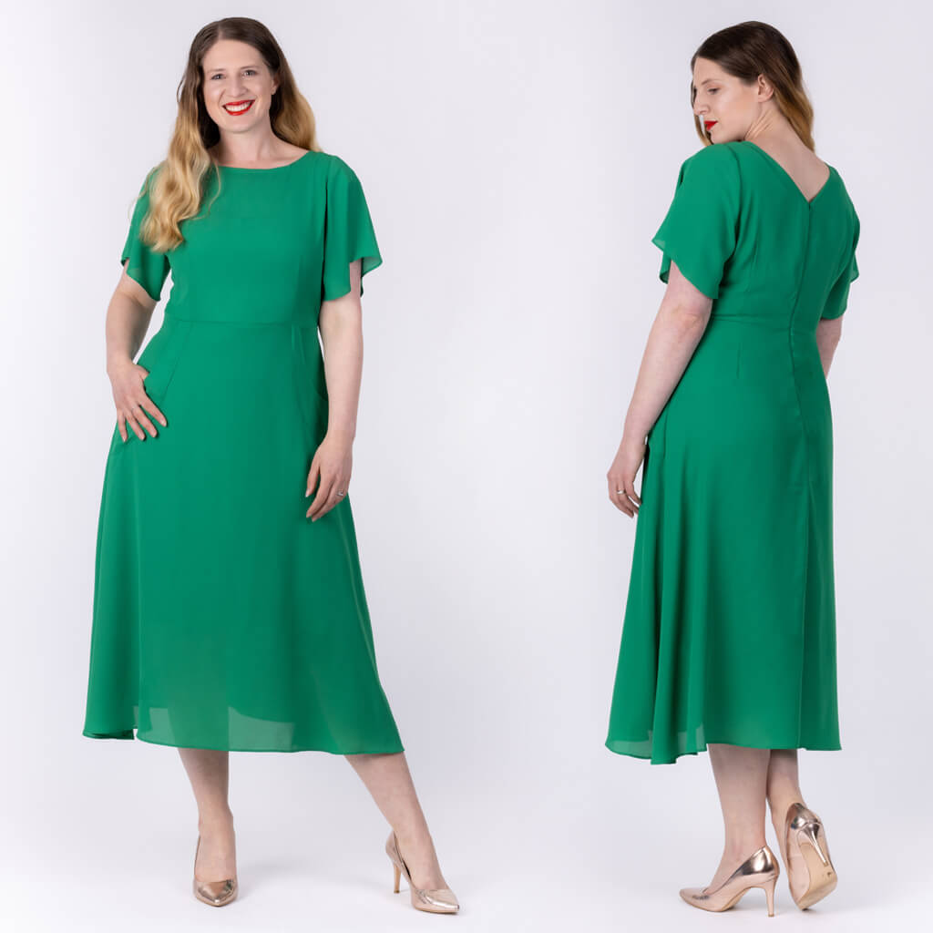 emerald green georgette dress by desiree clothing