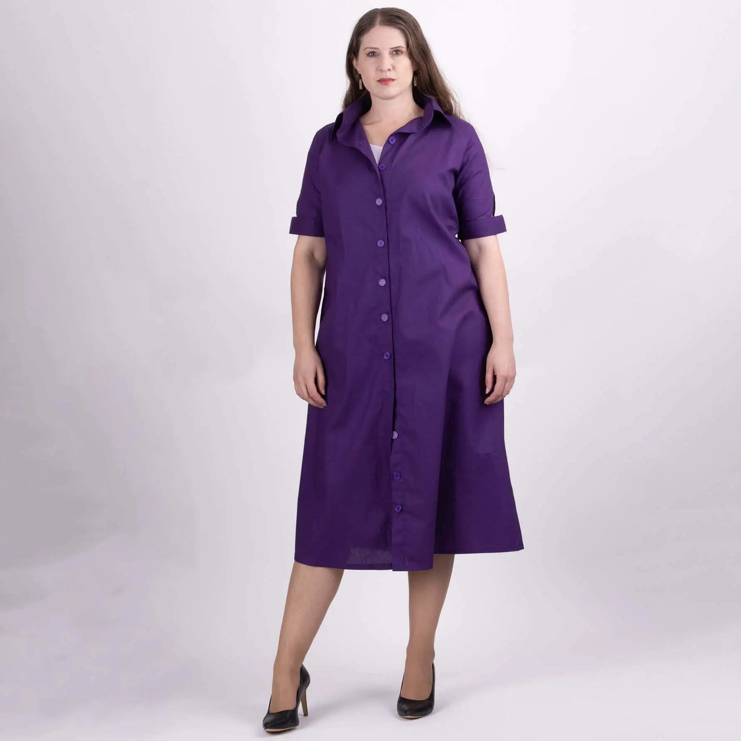 nz made purple shirt dress for women