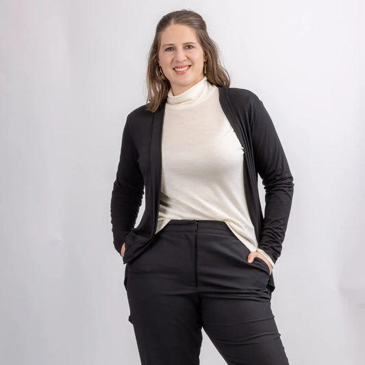 womens black bamboo open cardigan for the office