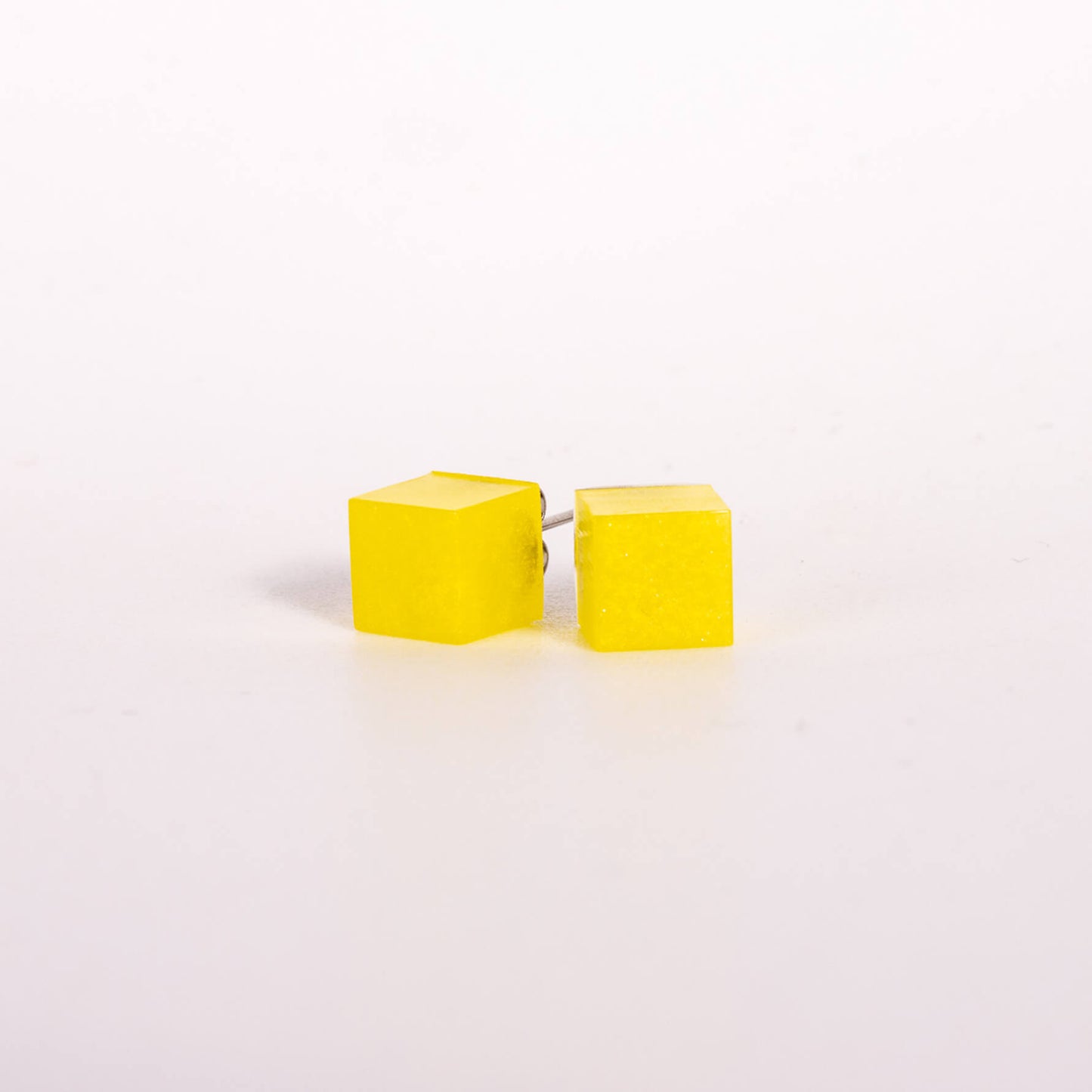 yellow resin cube stud earrings from petone store